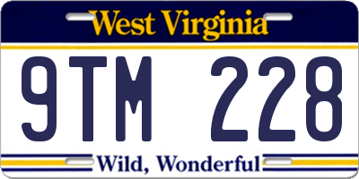 WV license plate 9TM228