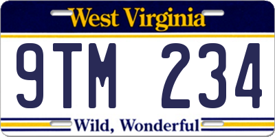 WV license plate 9TM234