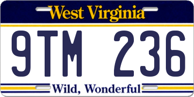 WV license plate 9TM236