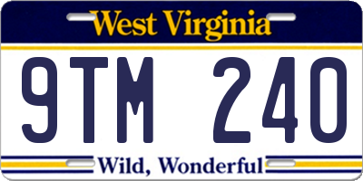 WV license plate 9TM240