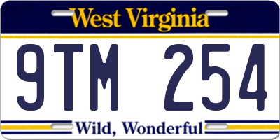 WV license plate 9TM254