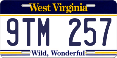 WV license plate 9TM257