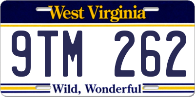 WV license plate 9TM262