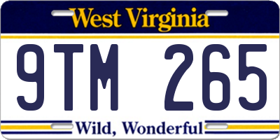 WV license plate 9TM265