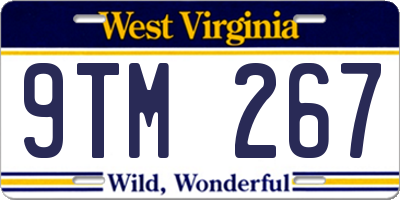 WV license plate 9TM267