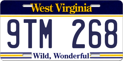 WV license plate 9TM268