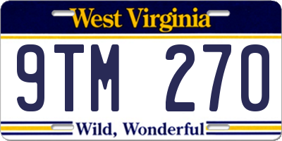 WV license plate 9TM270