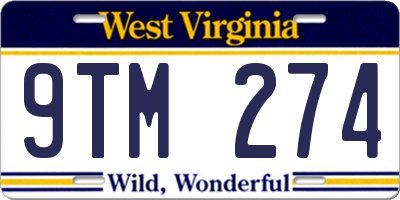 WV license plate 9TM274