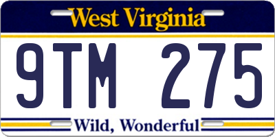 WV license plate 9TM275