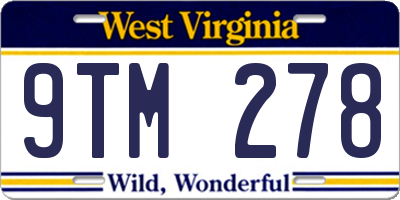 WV license plate 9TM278
