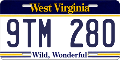 WV license plate 9TM280