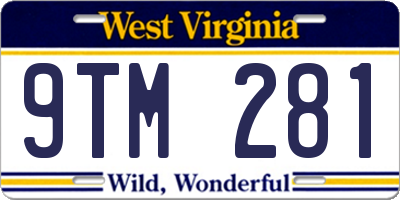 WV license plate 9TM281