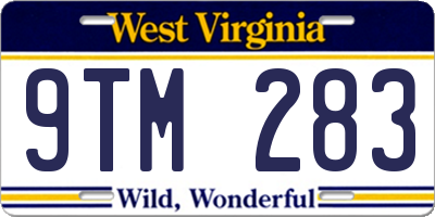 WV license plate 9TM283