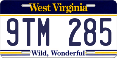 WV license plate 9TM285