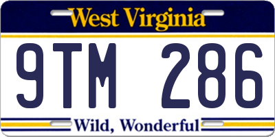 WV license plate 9TM286