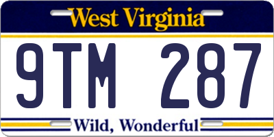 WV license plate 9TM287