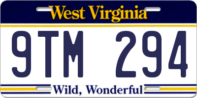 WV license plate 9TM294