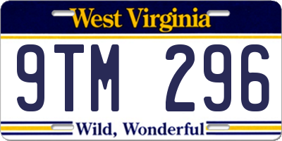 WV license plate 9TM296