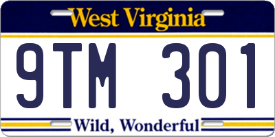 WV license plate 9TM301