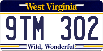 WV license plate 9TM302