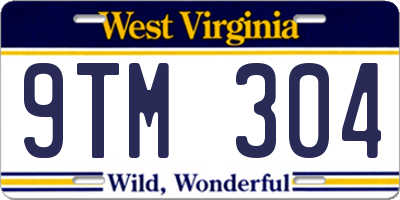 WV license plate 9TM304