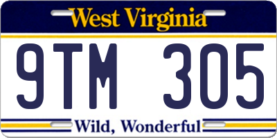 WV license plate 9TM305