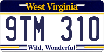 WV license plate 9TM310