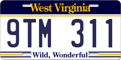 WV license plate 9TM311