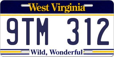 WV license plate 9TM312