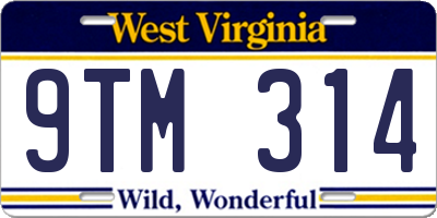 WV license plate 9TM314