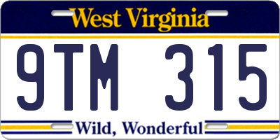 WV license plate 9TM315
