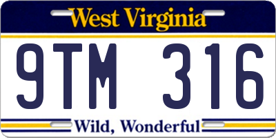 WV license plate 9TM316