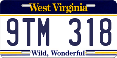 WV license plate 9TM318