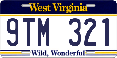 WV license plate 9TM321