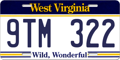 WV license plate 9TM322