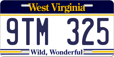 WV license plate 9TM325