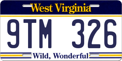WV license plate 9TM326