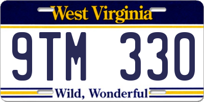 WV license plate 9TM330