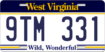 WV license plate 9TM331
