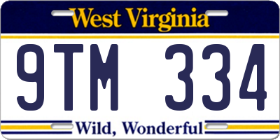 WV license plate 9TM334