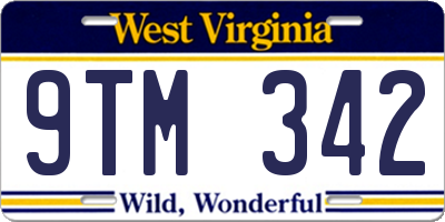 WV license plate 9TM342