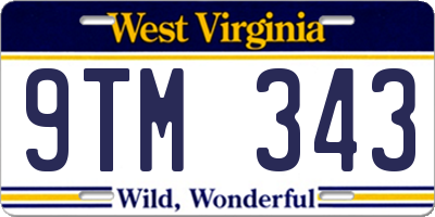WV license plate 9TM343