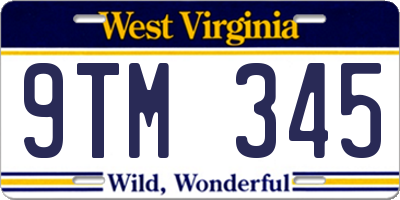 WV license plate 9TM345
