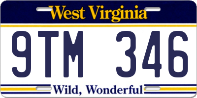WV license plate 9TM346
