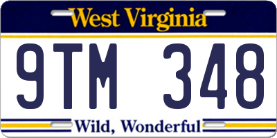 WV license plate 9TM348
