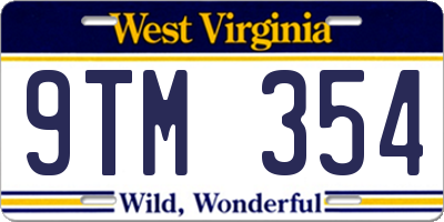 WV license plate 9TM354