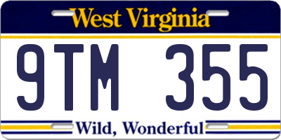 WV license plate 9TM355