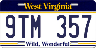 WV license plate 9TM357