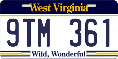 WV license plate 9TM361