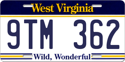 WV license plate 9TM362
